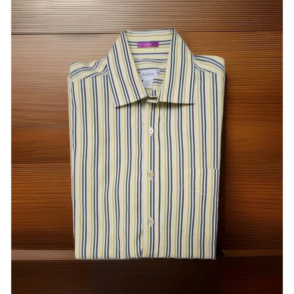 PAUL SMITH Mens Shirt Striped - Short Sleeve Cotton Italy Size 16.5